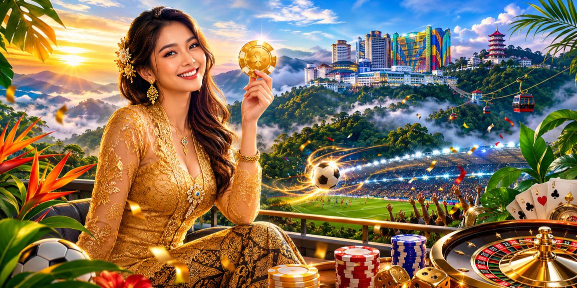 Wanita berkebaya menggunakan aplikasi kasino di Genting Highlands